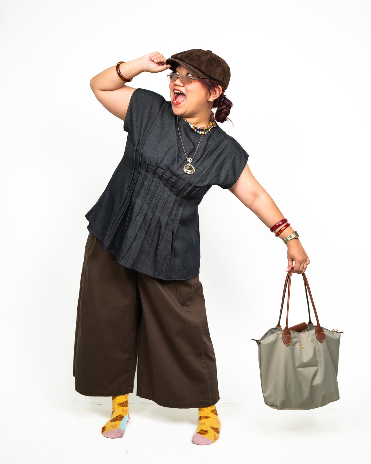 Lapis Sleeveless Pleated Top