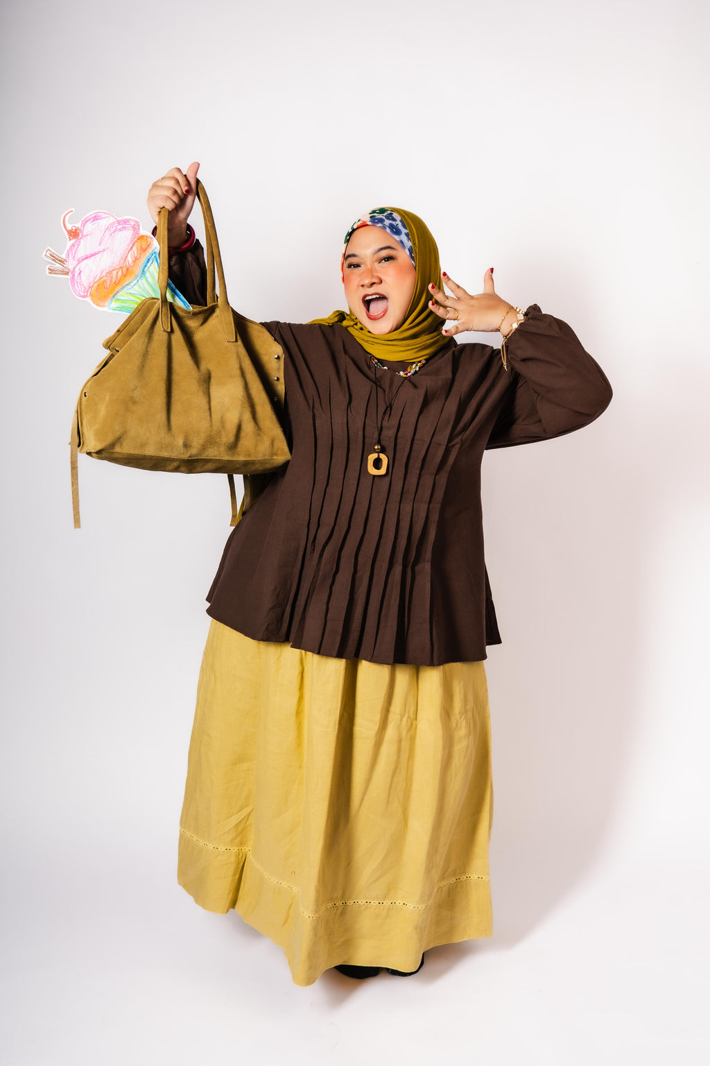 Manis Long Sleeve Pleated Top