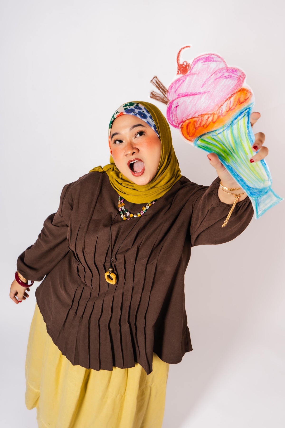 Manis Long Sleeve Pleated Top