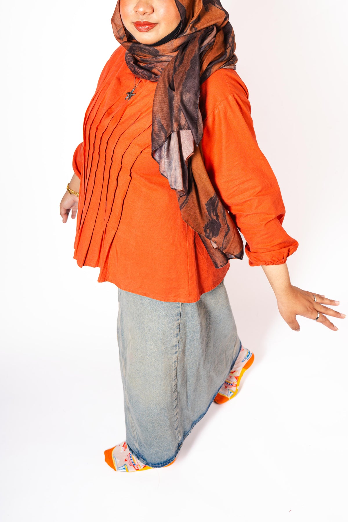 Manis Long Sleeve Pleated Top