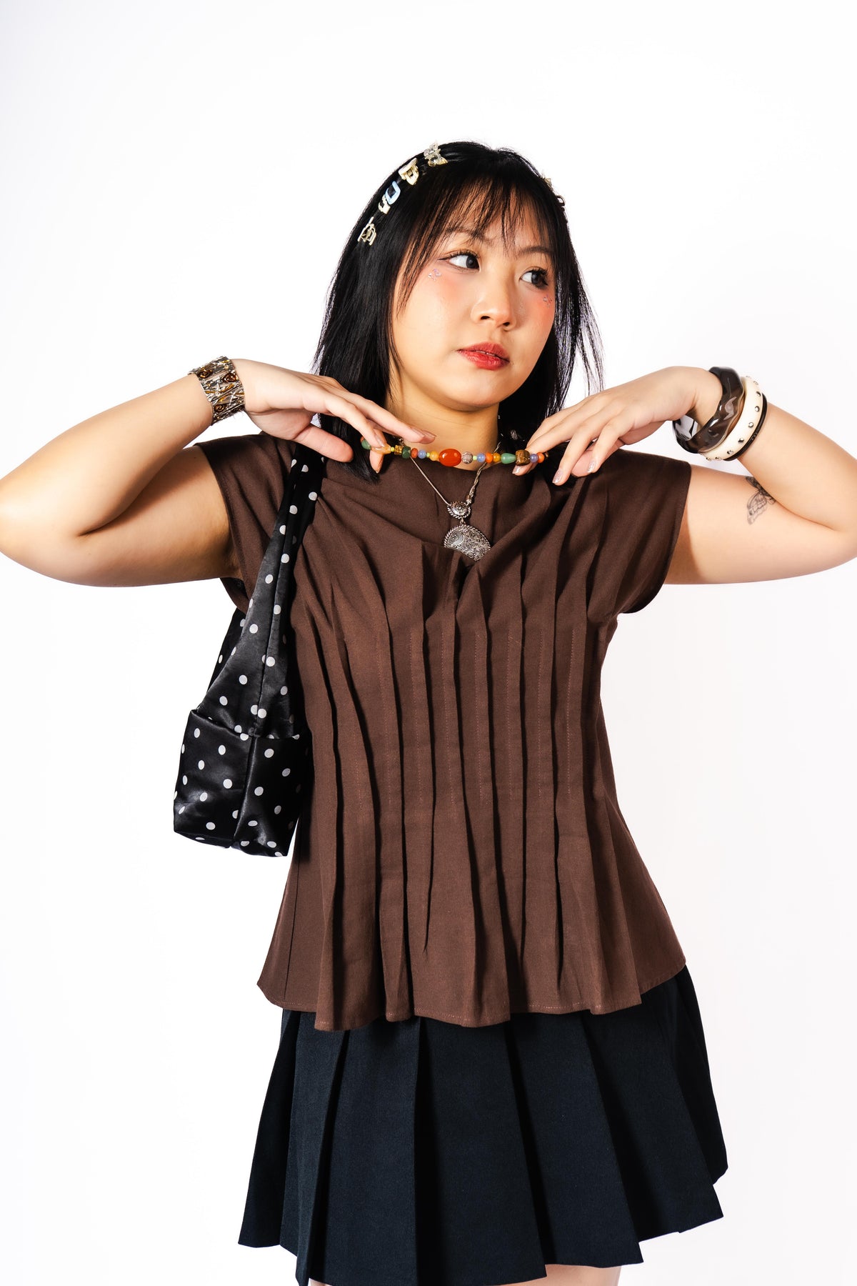 Lapis Sleeveless Pleated Top